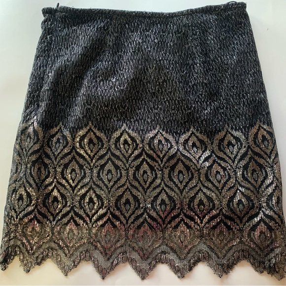 Free People black and silver glittery skirt size 2 - Picture 2 of 3